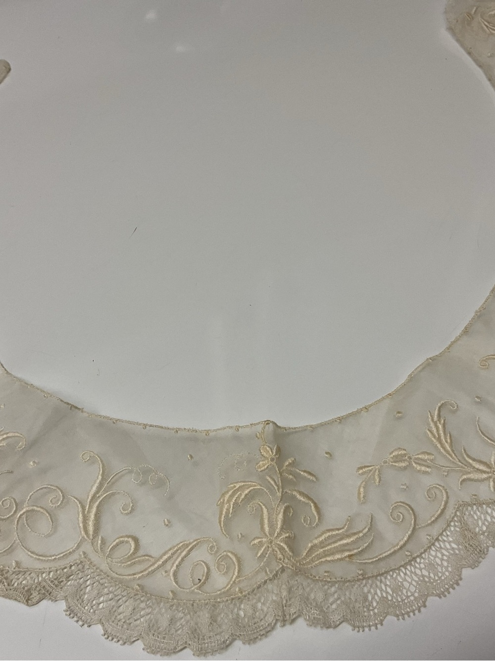 Antique Cream Embroidered Lace piece